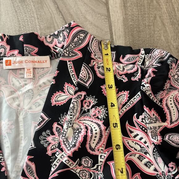 Jude Connally Woman Long Sleeve Black Floral Print Flare Dress Size XS Stretch - Picture 8 of 10